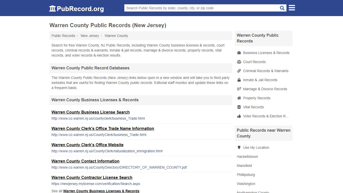 Free Warren County Public Records (New Jersey Public Records)